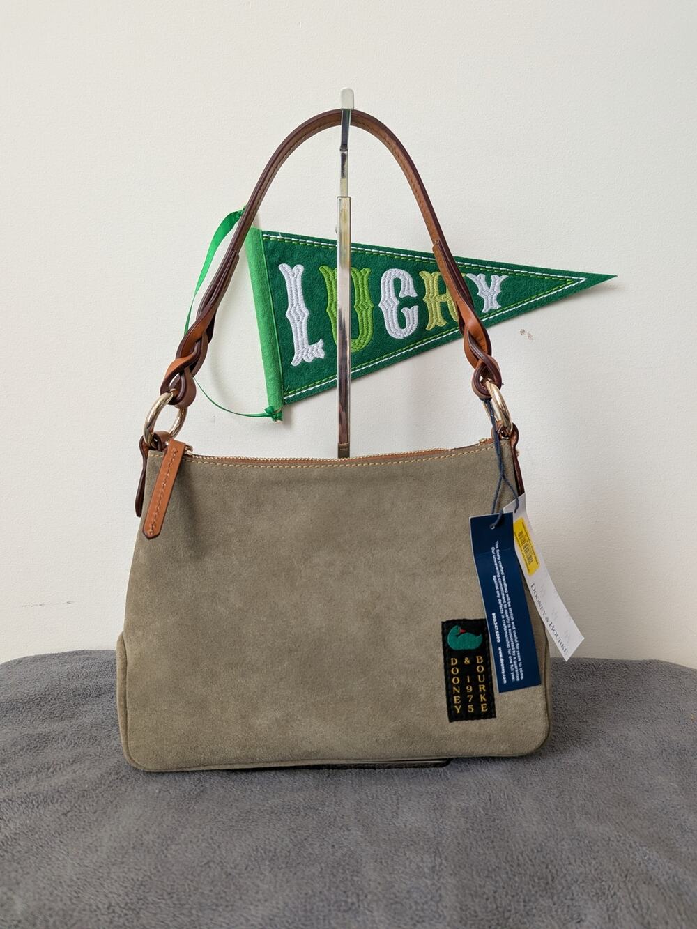 NWT Dooney and Bourke Chloe 25 in Moss suede